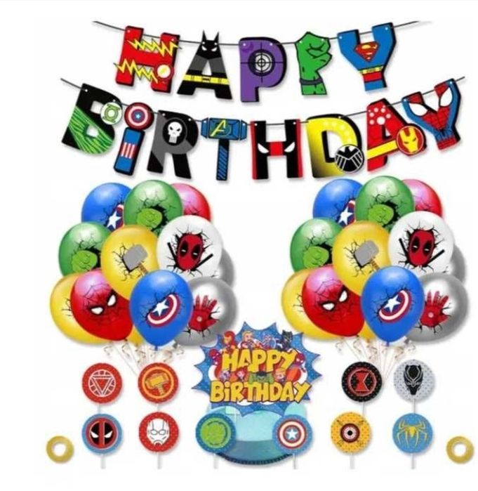GIGA zestaw dekoracji na urodziny Avengers Spiderman superman