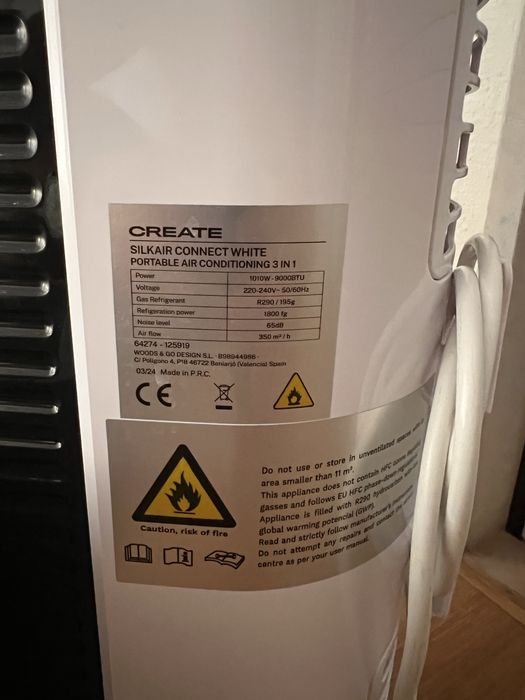 AC PORTÁTIL Create Silkair Connect 3 em 1 9000BTU