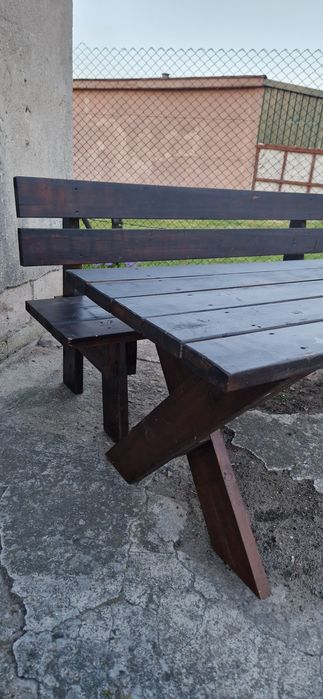 Drewniany komplet ogrodowy stół + 2 ławki