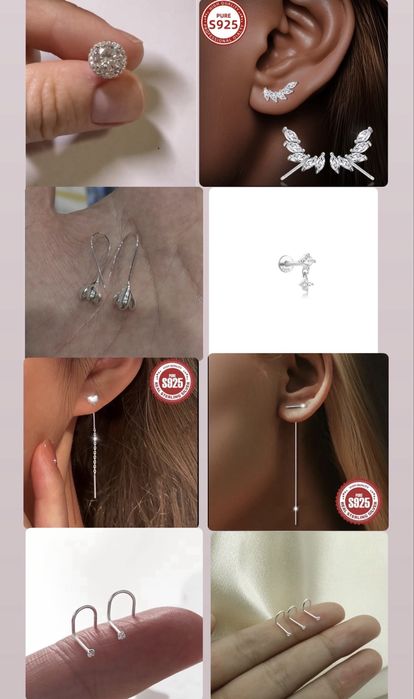 Різні сережки Срібло 925 проби