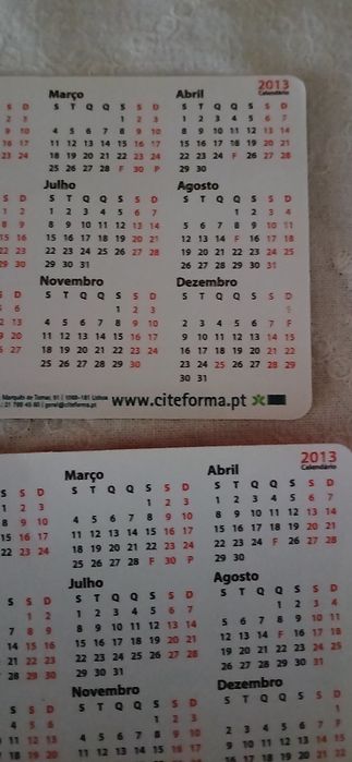Calendários de bolso Citeforma de 2013