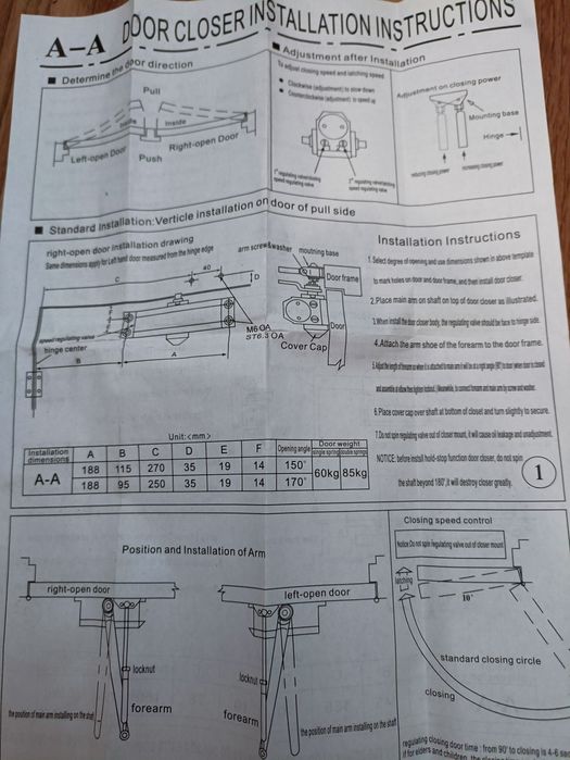 Доводчик Door closer, 80kg