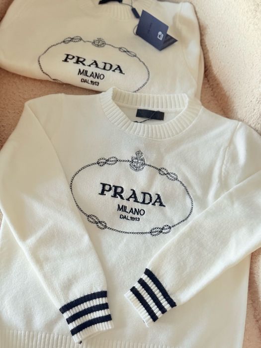 Білий теплий светр кофта Прада люкс шерсть S M L