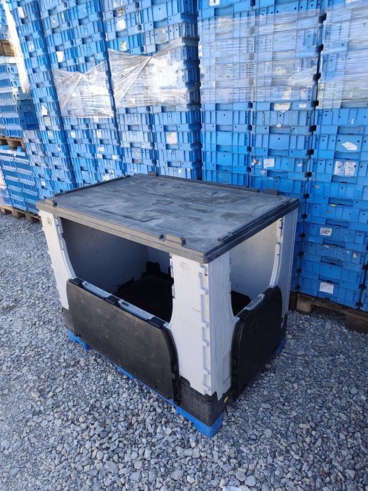 120x80 skrzyniopalety plastikowe składane z pokrywą kisten pojemnik magazynowy transportowy