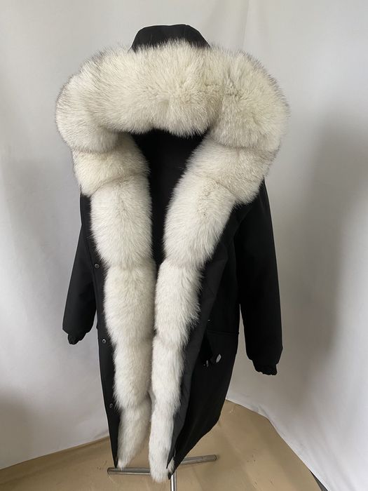Женская зимняя парка куртка с мехом финского песца вуаль, 42-60 размер