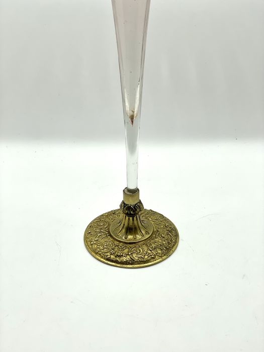 Jarra Solitário vidro Canelado Epergne Cranberry Vitoriano urânio