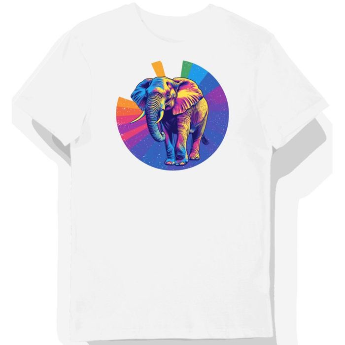 Koszulka męska biała z grafiką słonia w stylu lofi 3XL