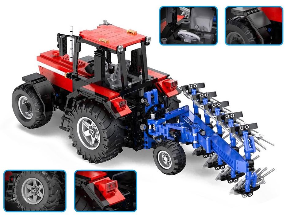 1600w1 klocki Zestaw klocków1:17 Traktor pług Zdalnie sterowany PILOT