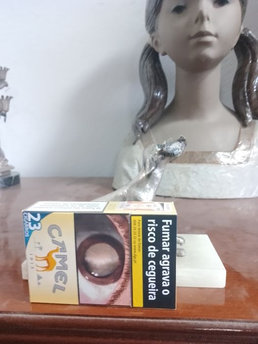 escultura de cachorro prateado