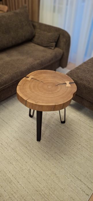 Stolik kawowy z plastra. Fi 50 cm. Handmade.