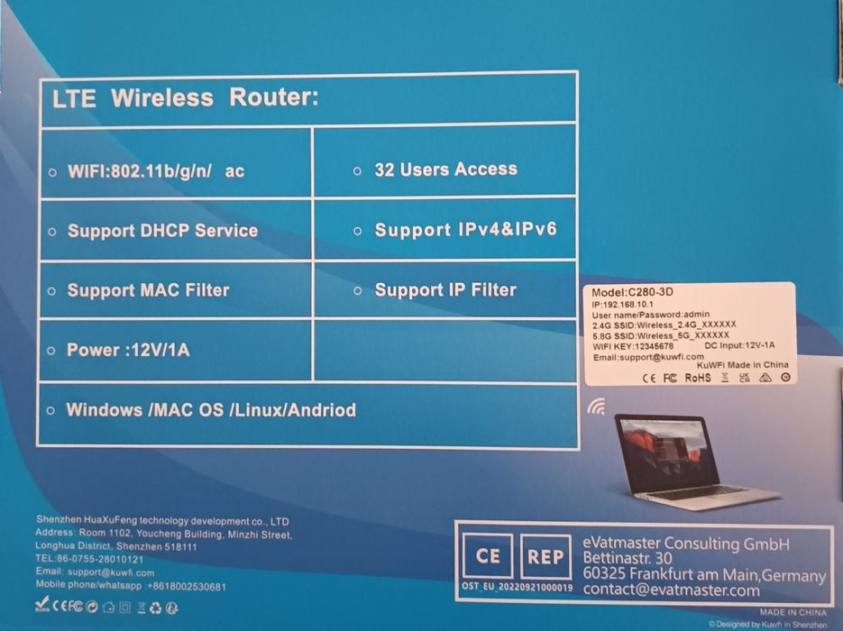 Router p/cartão SIM 4Lte/5G Livre