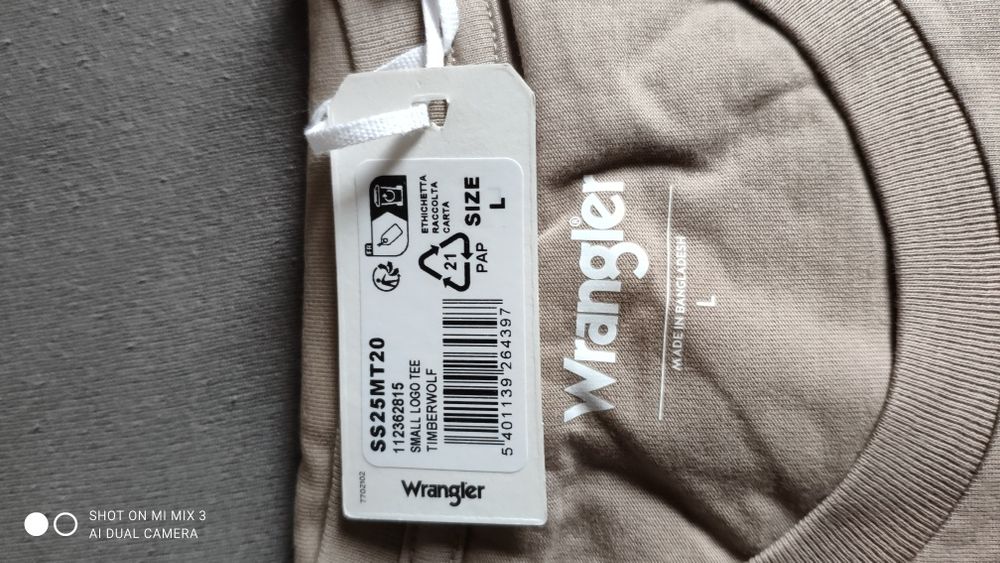 Wrangler jasnobrązowy kawa z mlekiem t-shirt rozm L