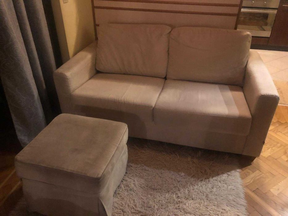 Sofa z pufą (zdejmowane pokrowce)