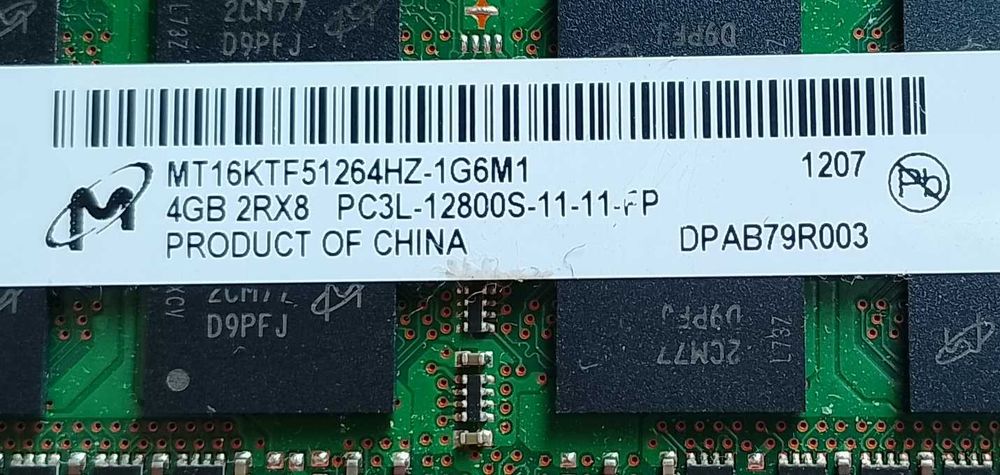 Память ноутбука 4GB DDR3L PC3L-12800S 2Rx8 1,35В б/у