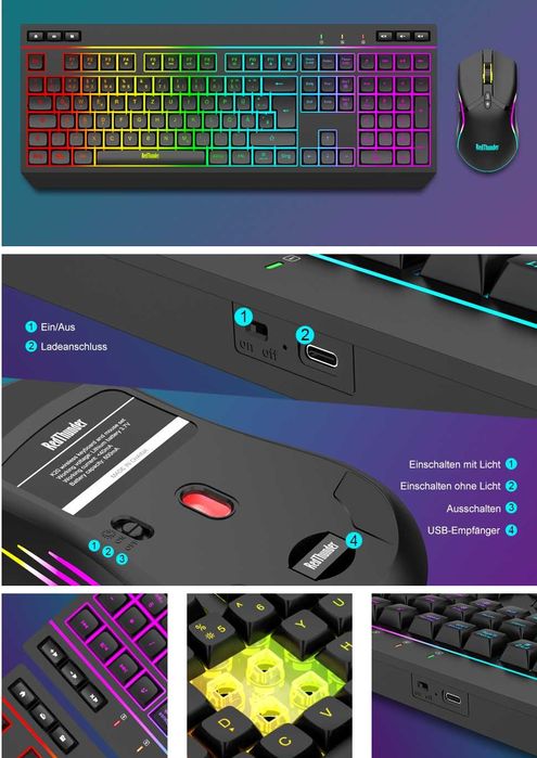Zestaw RedThunder K20 klawiatura + mysz gaiming RGB AZERTY