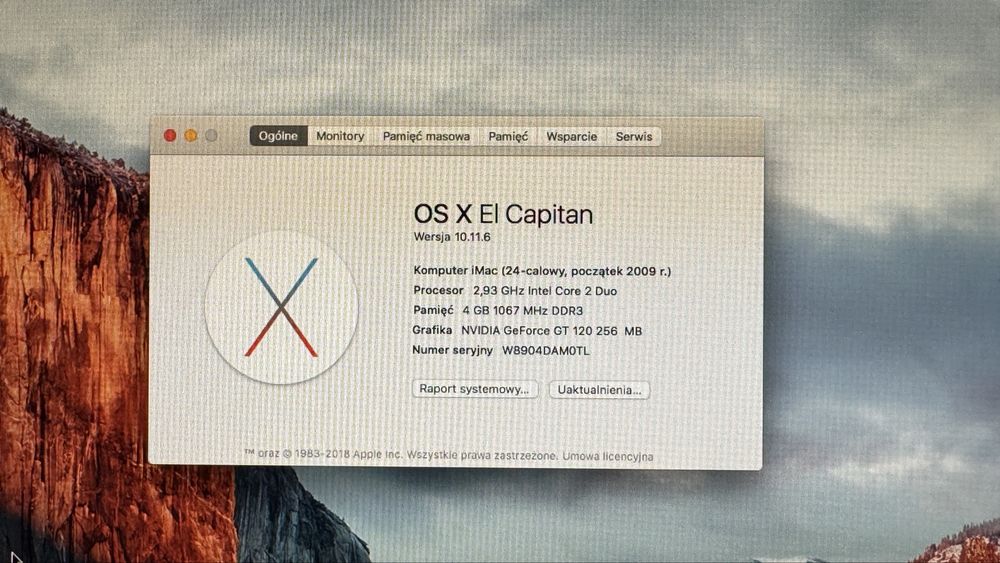 Apple iMac 24 2009 Dysk 1 TB Intel Core 2 Duo