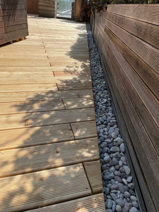 Taras, balkon deska drewniana, kompozytowa kompleksowo, hydroizolacja.