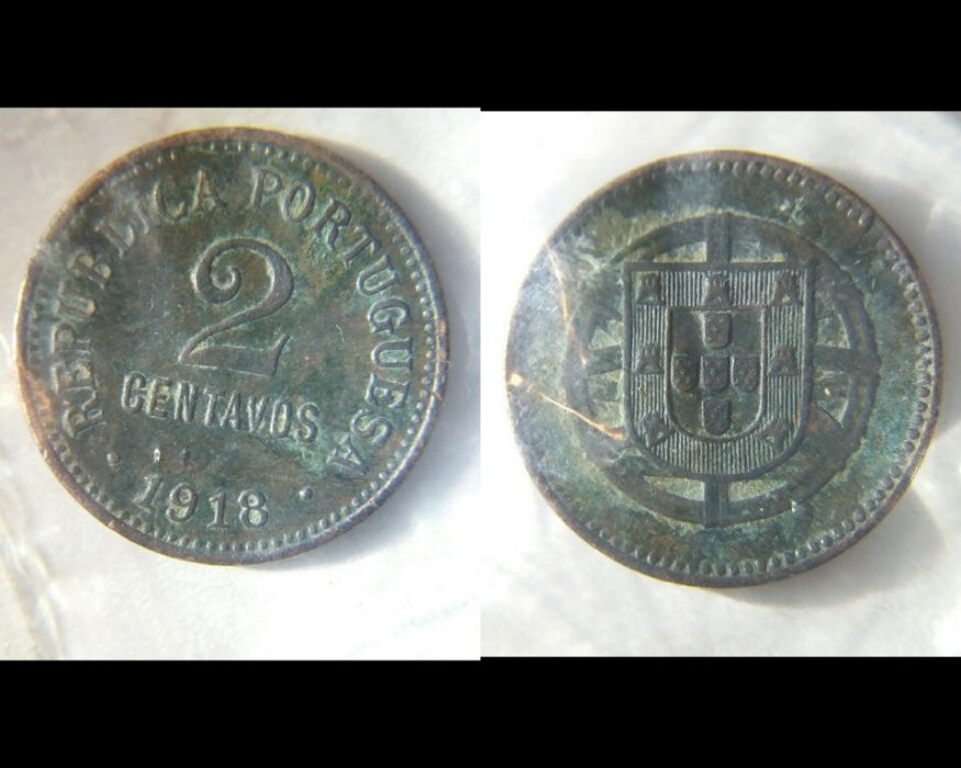 Lote de 8 moedas de 1, 2, 5, 10 e 50 centavos (Republica Portuguesa)