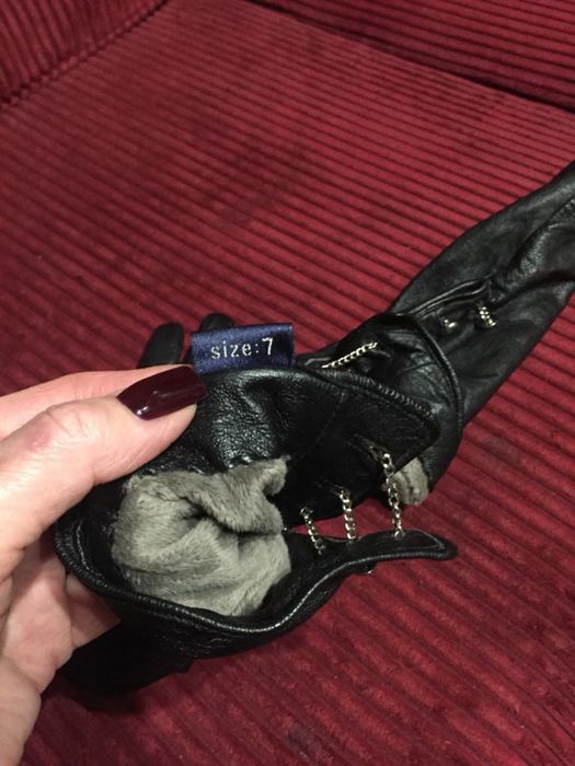 Перчатки женские кожа, черные