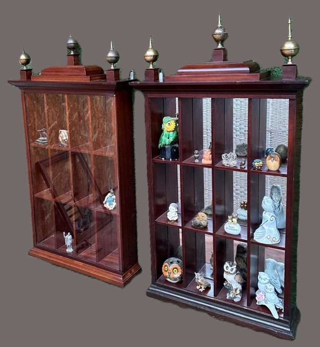 Expositores de coleções, antigos, um com vidro frontal outro sem