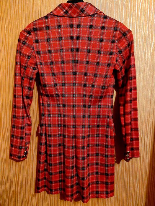 Сукня (плаття - кардиган) міні червона в клітинку