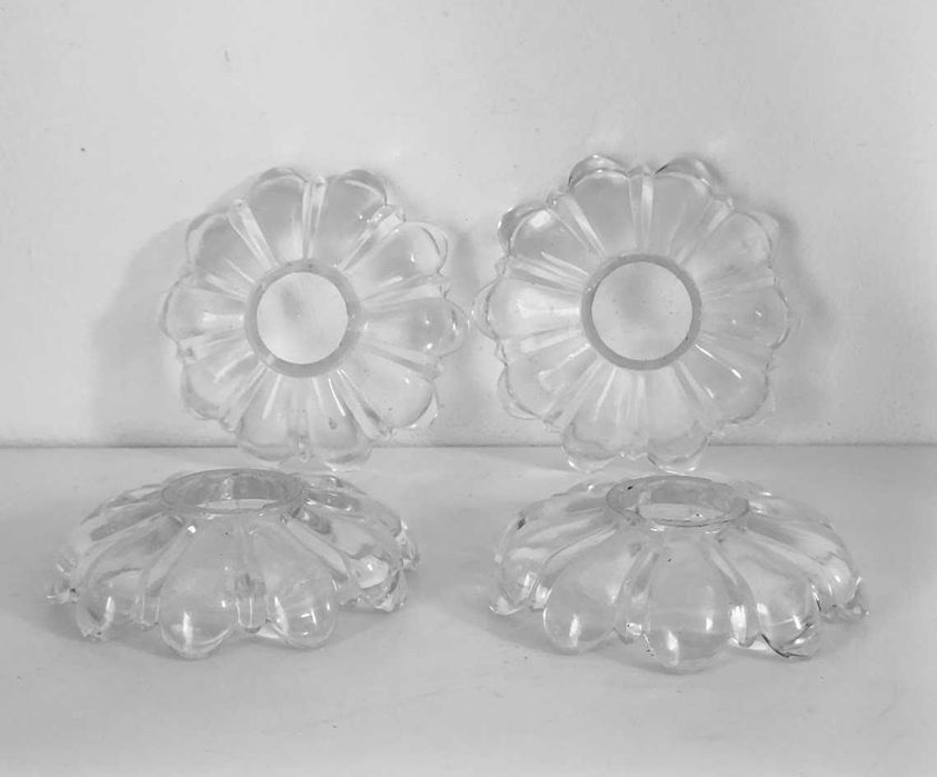 4 taças base vintage em vidro formato roseta para candeeiros antigos