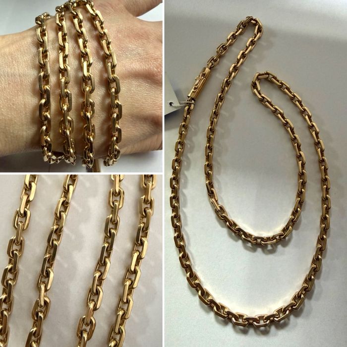 Золотая большая якорьная цепочка б/у