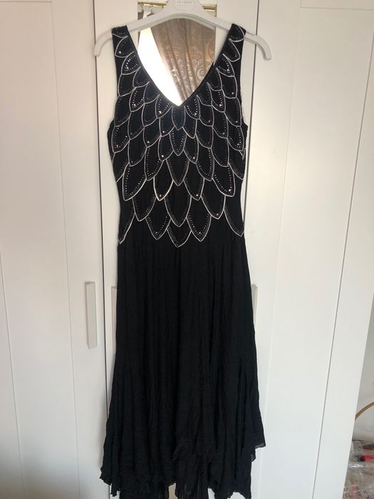 Długa czarna sukienka damska - 40