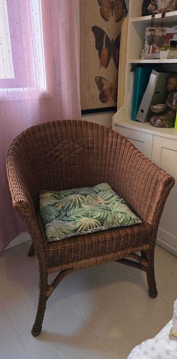 Cadeira em Vime Natural com Almofada