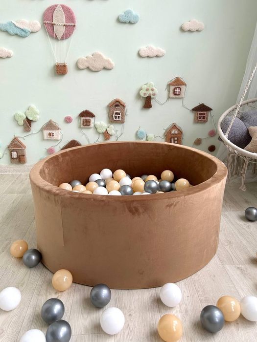 Басейн з кульками мокко діаметр 100см.Сухой бассейн с шариками и без