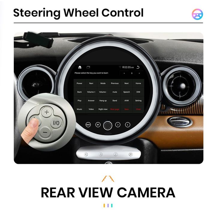 Rádio Android Mini R56 R60 8CORE 4/32GB Carplay 4G GPS controlo voz