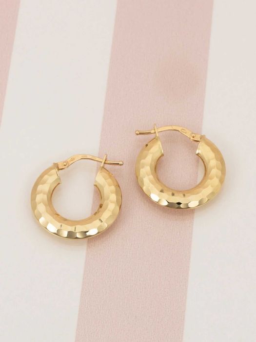 Złote kolczyki kółka młotkowane 19,5mm próba 585