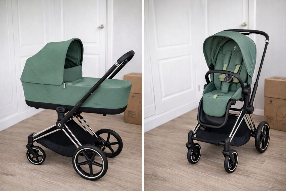 Cybex Priam 4.0 gondola + nowa spacerówka green leaf