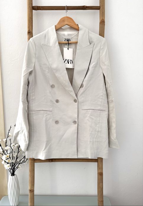 Blazer oversize Zara  M 38 cinzento claro