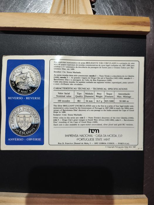 Moeda 100 escudos prata  Gil Eanes 1987