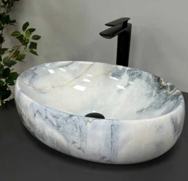 Раковина  керамічна накладна у ванну умивальник мармур.