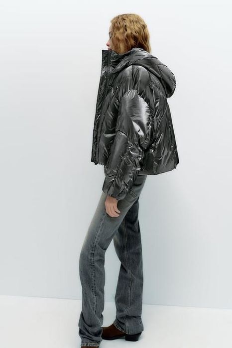 Металізована стьобана куртка-анорак ZARA