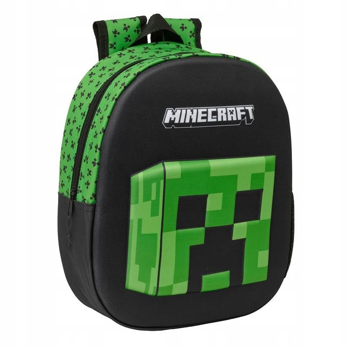 Plecak Przedszkolny Minecraft Creeper 3D Duży Czarny Dla Chłopca