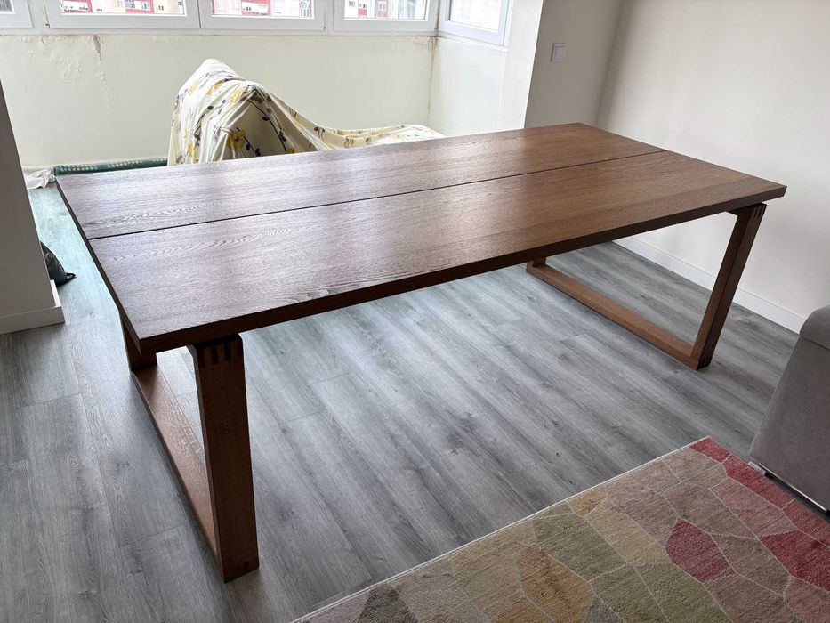 Mesa, chapa de carvalho velatura castanha, 220x100 cm