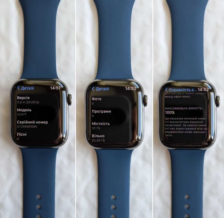 OPEN BOX NEW Комплект Stainless Steel Apple Watch 7 45 mm Graphite