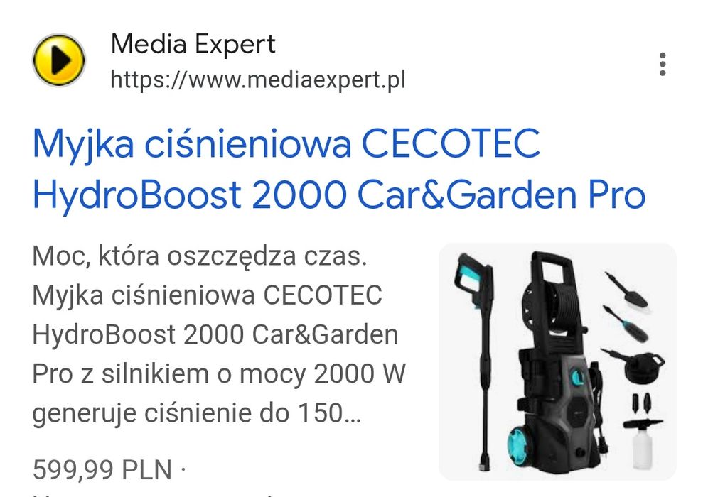 Myjka CECOTEC HydroBoost 2000 — Na części / Stan nieznany