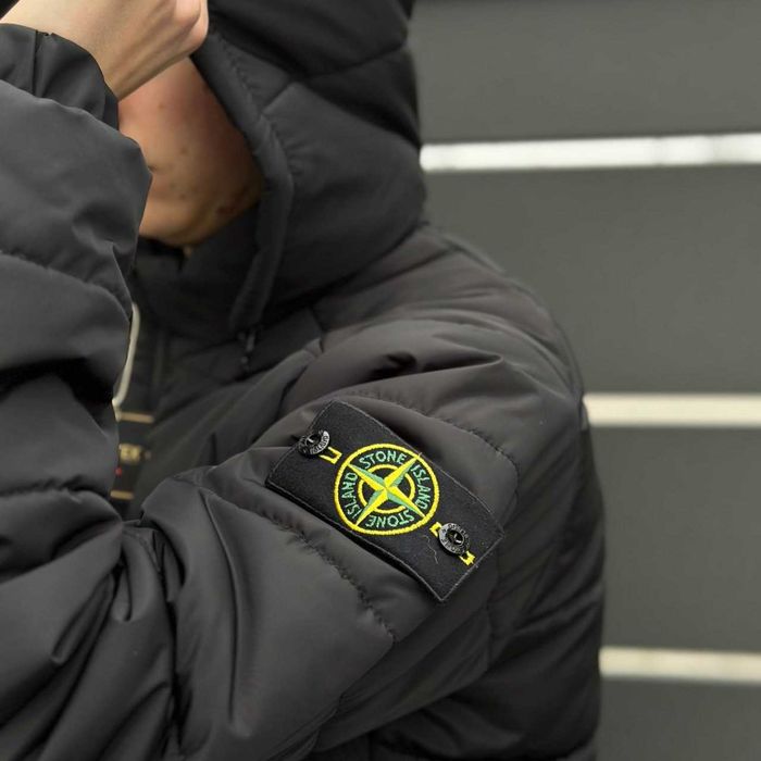 Стон Исланд Куртка Мужская - Черный Пуховик Stone Island