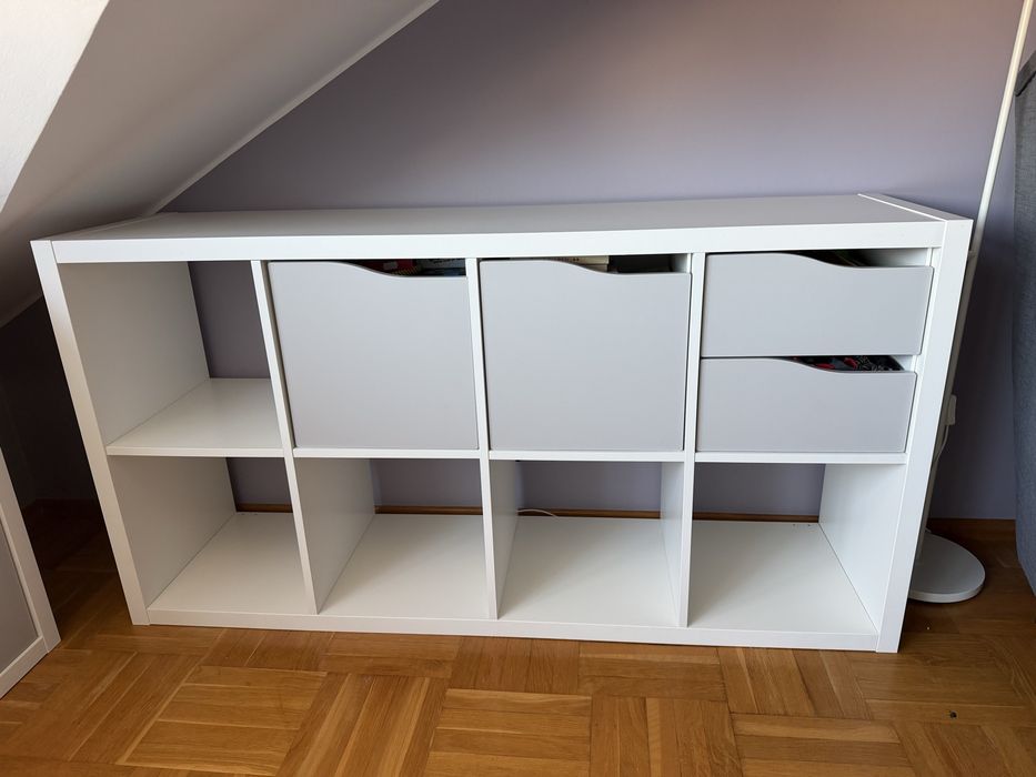 IKEA KALLAX biały 147 × 77 cm – drzwiczki i szuflady
