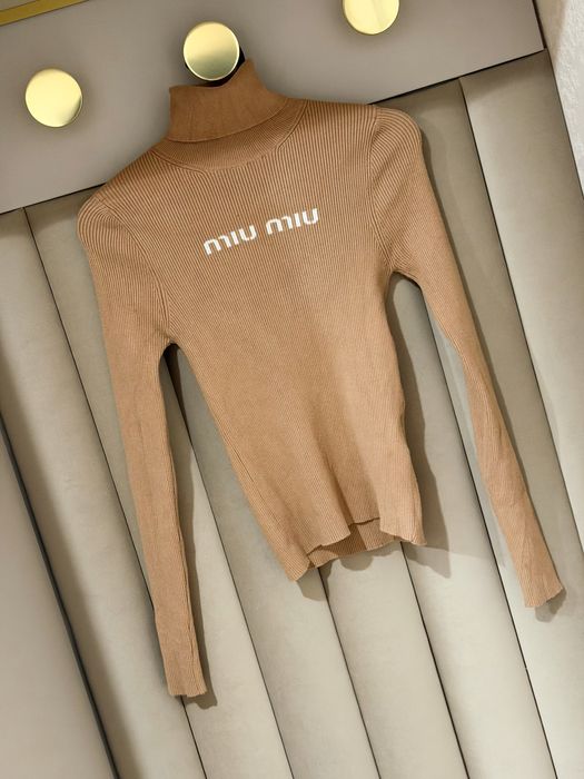 golf prążkowany miu miu rozmiar S 36 camelowy beżowy