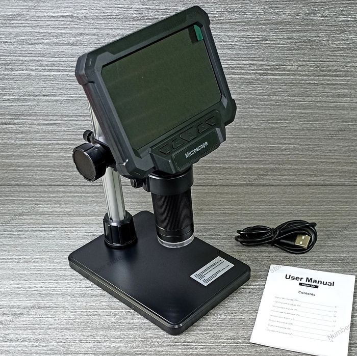 Цифровий мікроскоп 4.3" LCD (50X-1000X) / Електронний мікроскоп для пайки, нумізматики, ремонту / Підключення до ПК