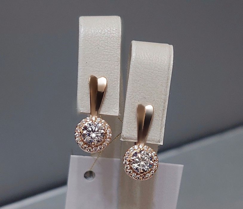 Золоті сережки "Верона" із яскравим цирконієм 585 проба нові