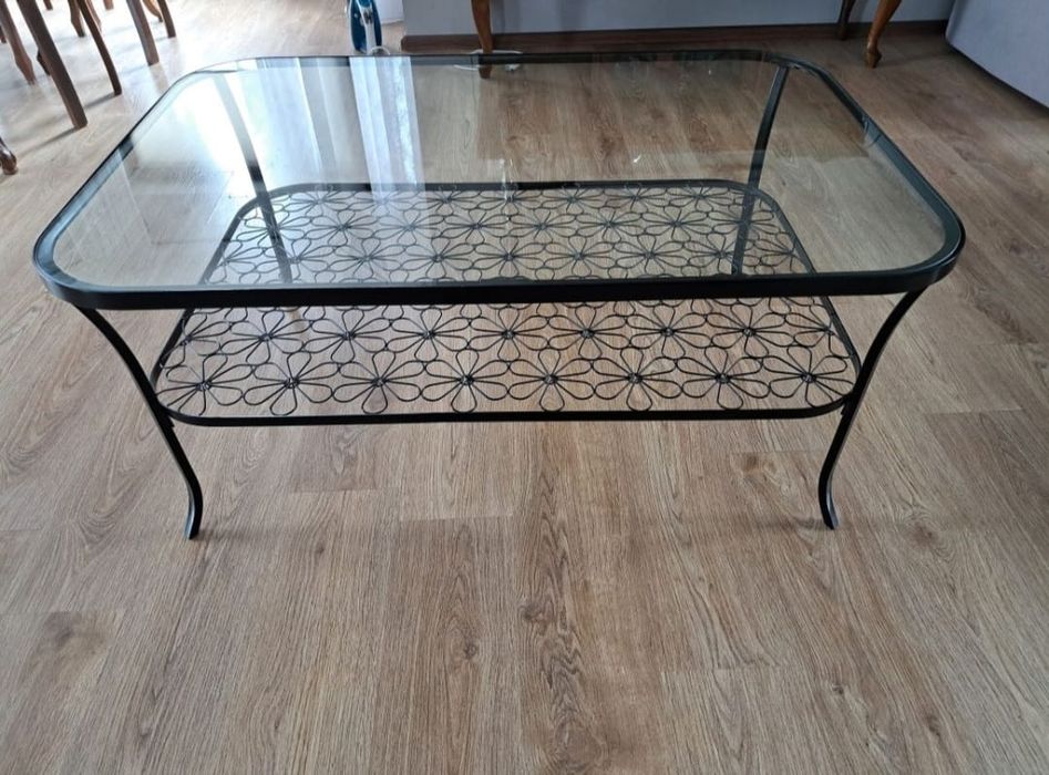 Stolik, ława szklany/metalowy IKEA