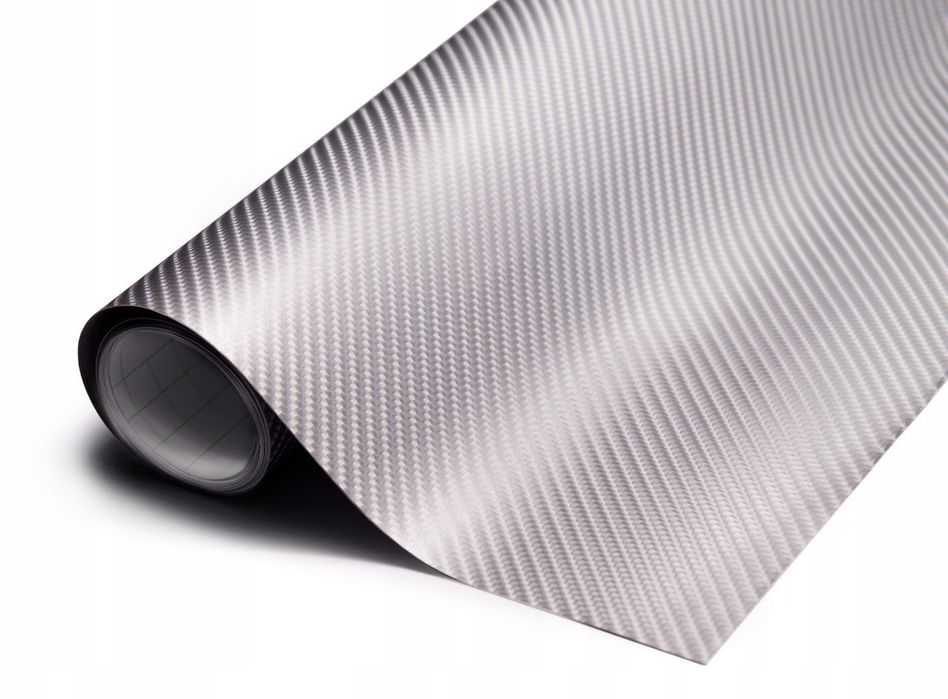 Folia Okleina Carbon 4D Srebrna Połysk Na Metry