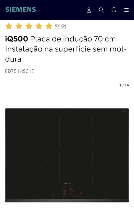 Placa Indução SIEMENS iQ500 70cm