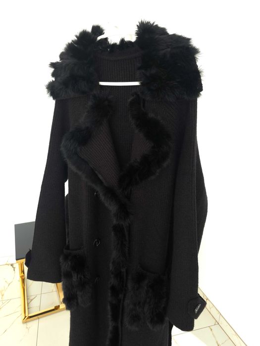 Kardigan z naturalnym futerem